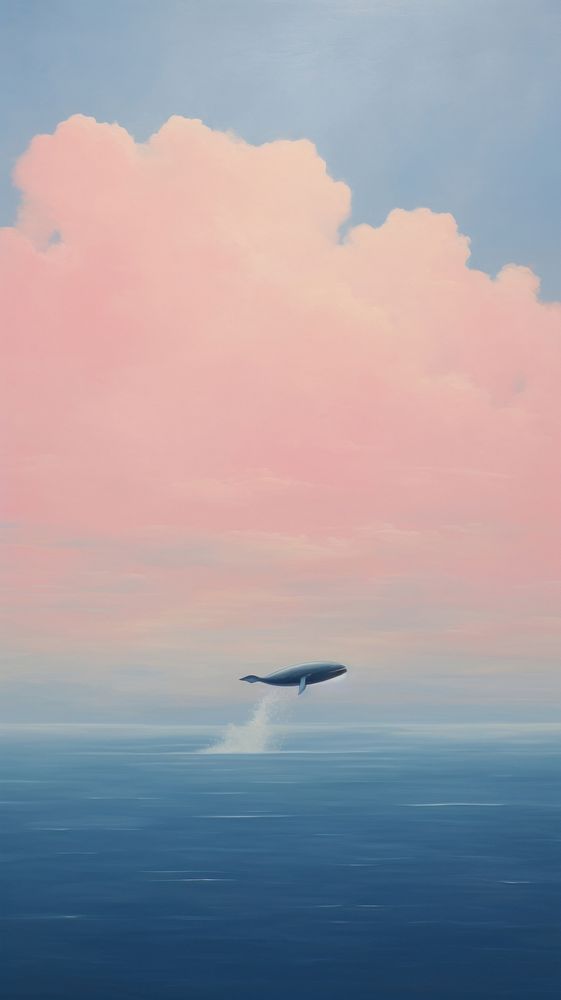 Whale in the aesthetic sky outdoors painting horizon.