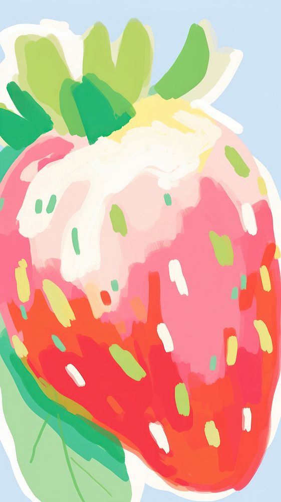 Strawberry painting cartoon fruit. AI generated Image by rawpixel.