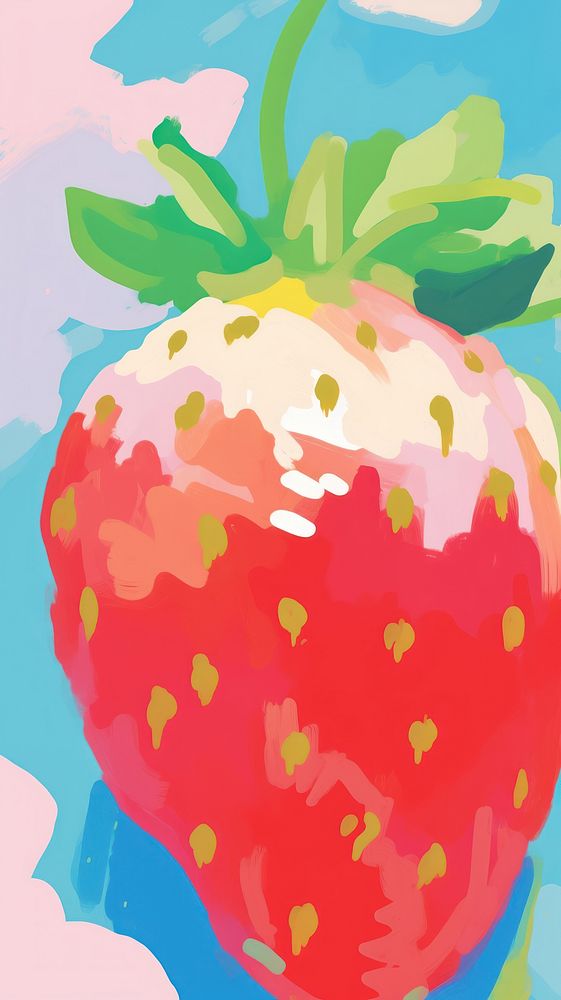 Strawberry painting backgrounds cartoon. AI generated Image by rawpixel.