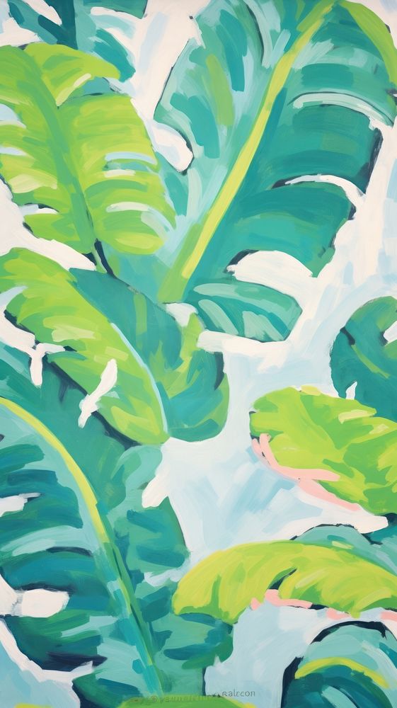Tropical leaves painting art backgrounds. AI generated Image by rawpixel.