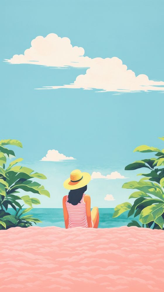 Summer seamless outdoors cartoon nature. AI generated Image by rawpixel.