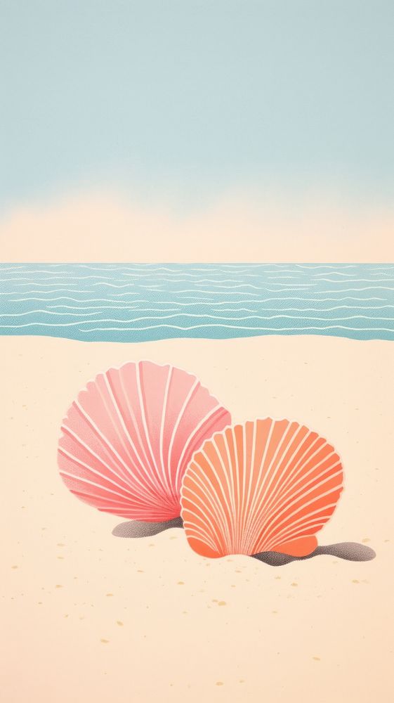 Seashells on the beach outdoors nature ocean. AI generated Image by rawpixel.