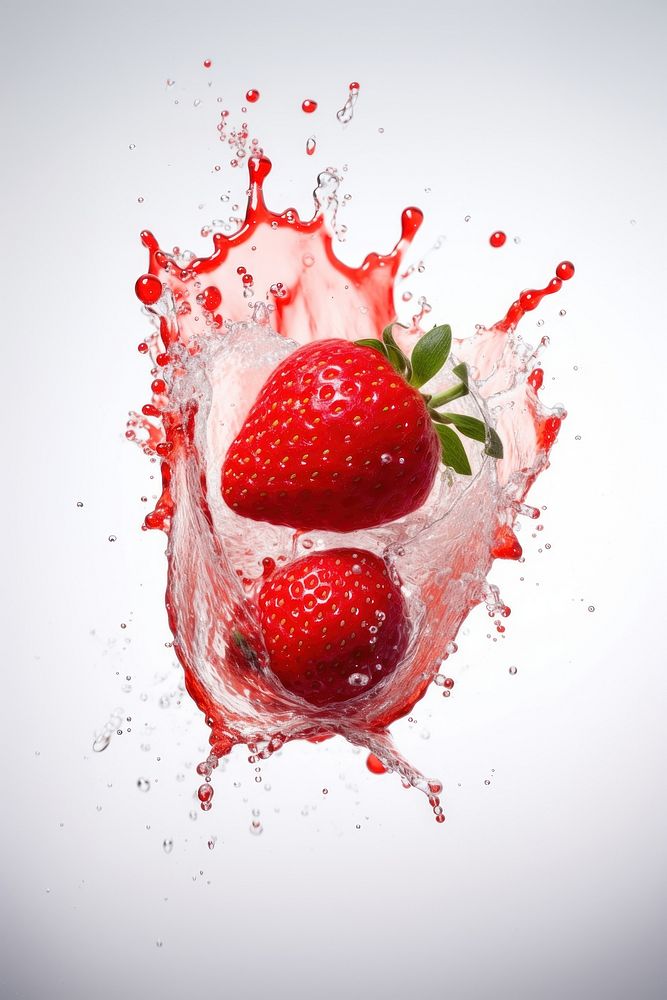 Strawberry floating with splash fruit plant food.