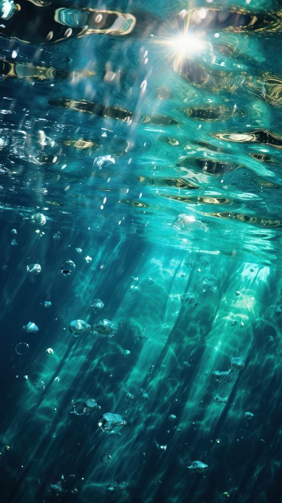 Ocean underwater reflection sunlight outdoors. AI generated Image by rawpixel.