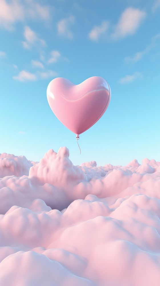  Heart floating balloon sky transportation. AI generated Image by rawpixel.