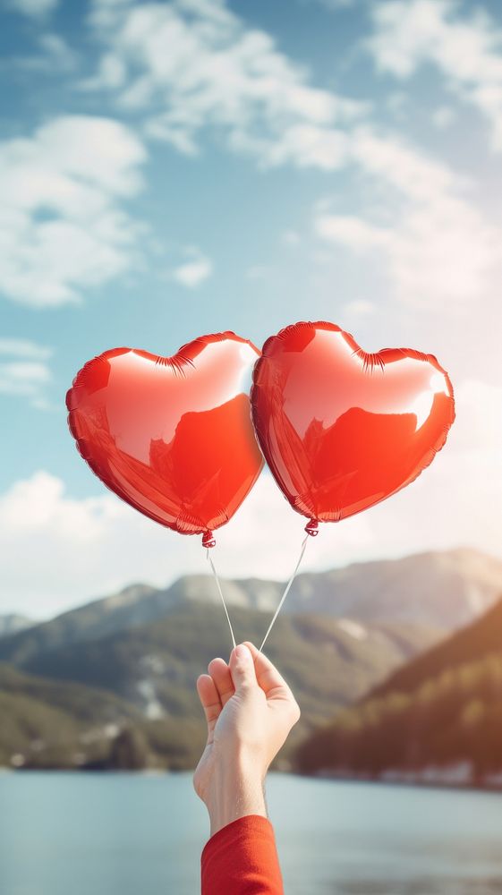  Balloon outdoors holding heart. AI generated Image by rawpixel.