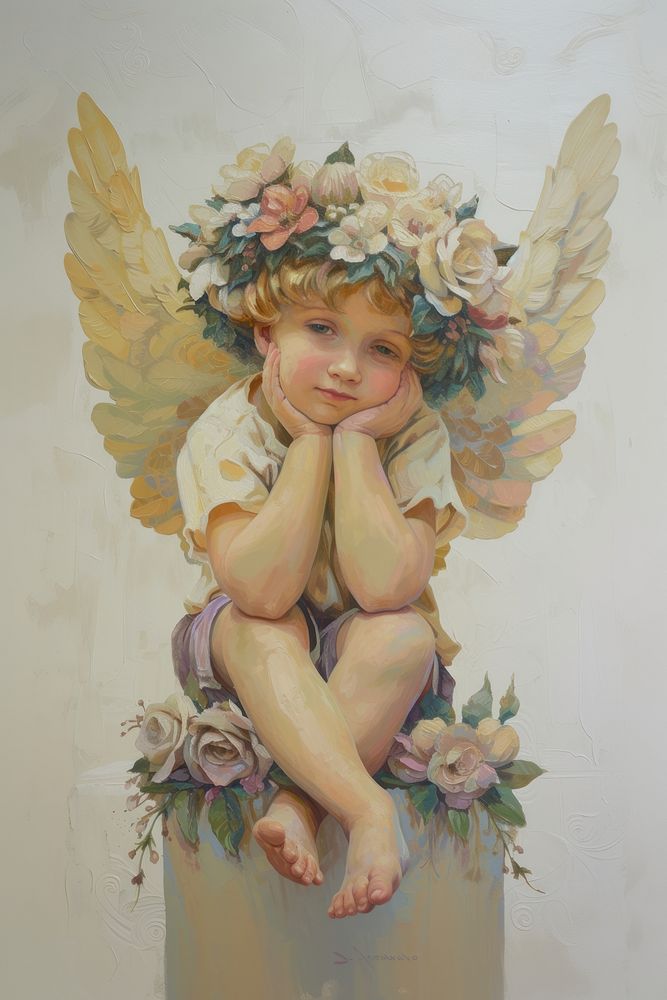 A cherub painting angel art.