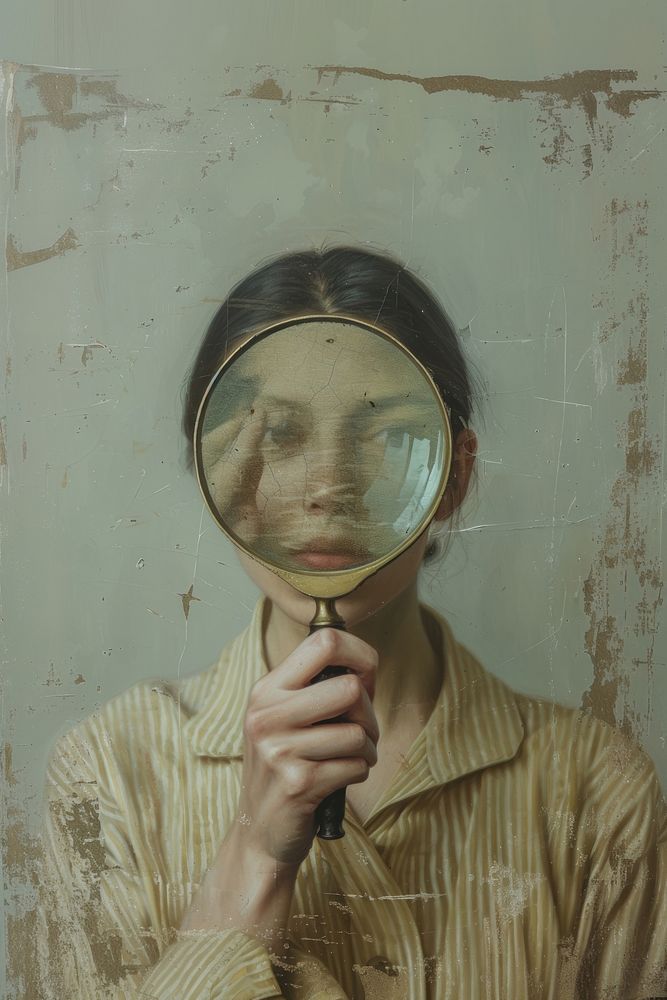 A magnifying glass painting portrait adult.