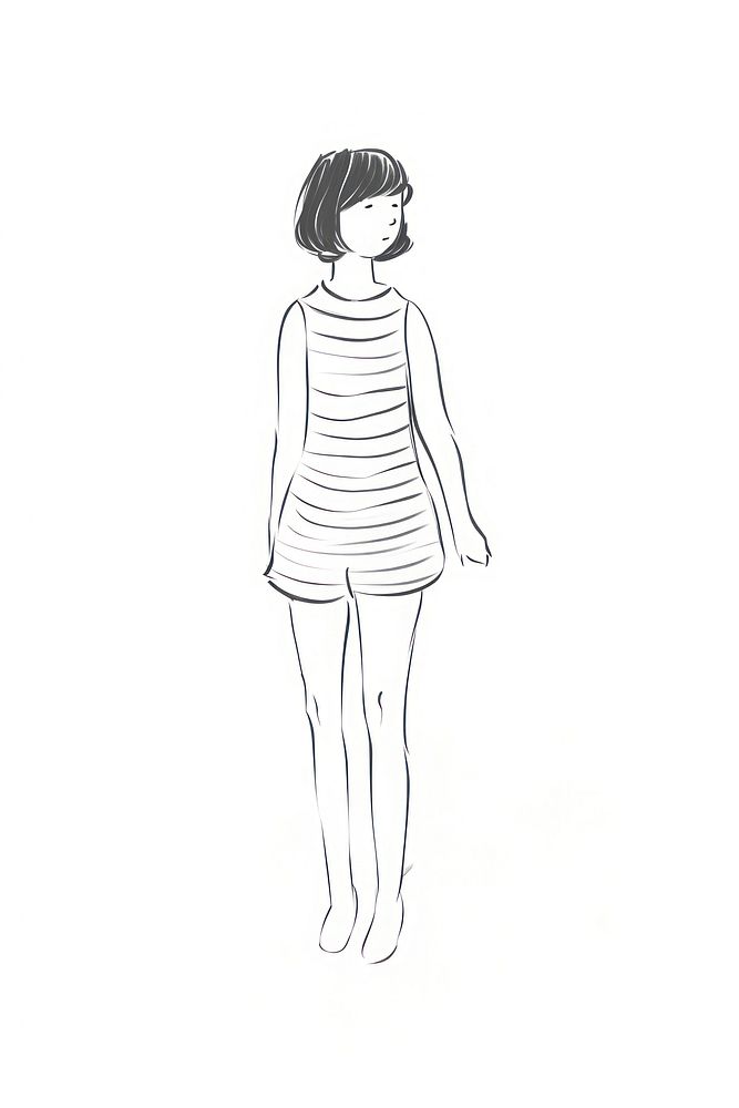 Woman wearing swimming suit drawing sketch white.