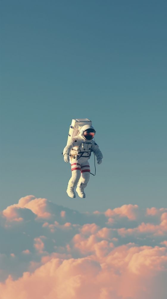  Astronaut in the sky adventure representation parachuting. AI generated Image by rawpixel.