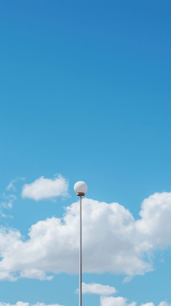  Highway light pole with white fluffy cloud outdoors nature sky. AI generated Image by rawpixel.