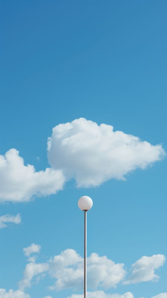  Highway light pole with white fluffy cloud outdoors nature sky. AI generated Image by rawpixel.