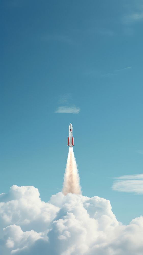  Rocket in the sky aircraft missile vehicle. AI generated Image by rawpixel.