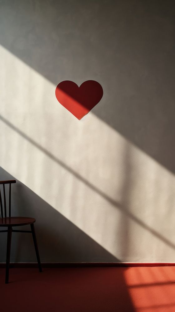  Heart shaped shadow furniture wall architecture. AI generated Image by rawpixel.