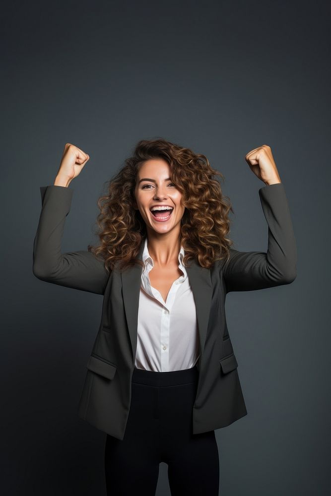 Business woman celebrationg victory laughing adult achievement. AI generated Image by rawpixel.