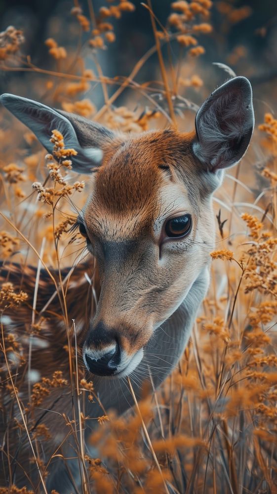 Deer eating grass wildlife animal mammal.