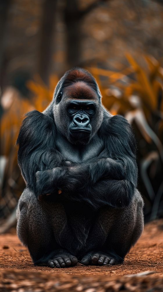 Full body of a gorilla wildlife ape animal.
