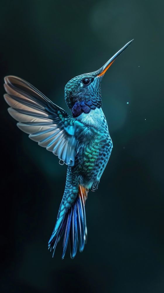 Full body of a hummingbird wildlife animal hovering.