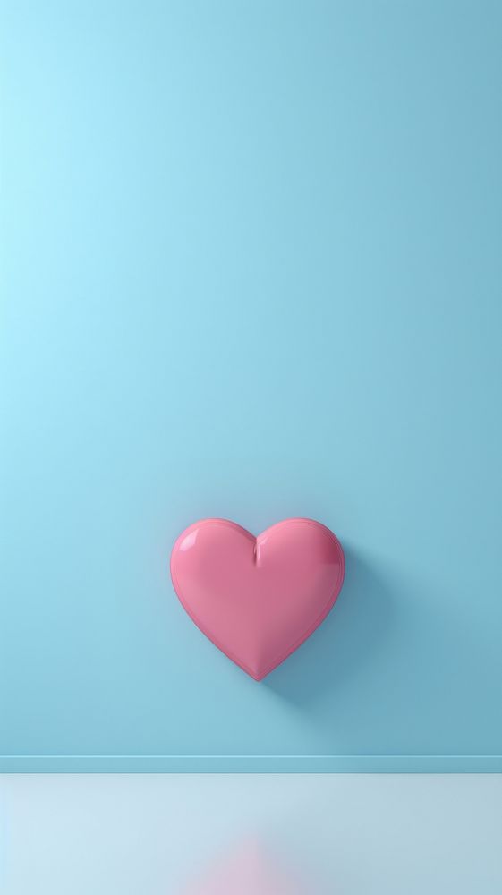  Single pink paper cut-out heart shape blue wall purple. AI generated Image by rawpixel.