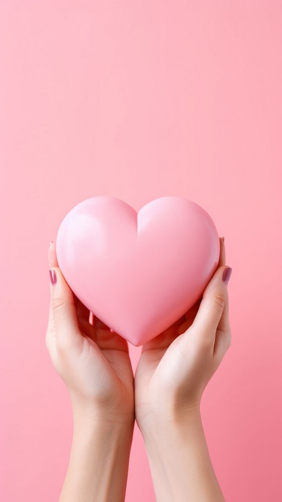  Heart balloon holding pink. AI generated Image by rawpixel.