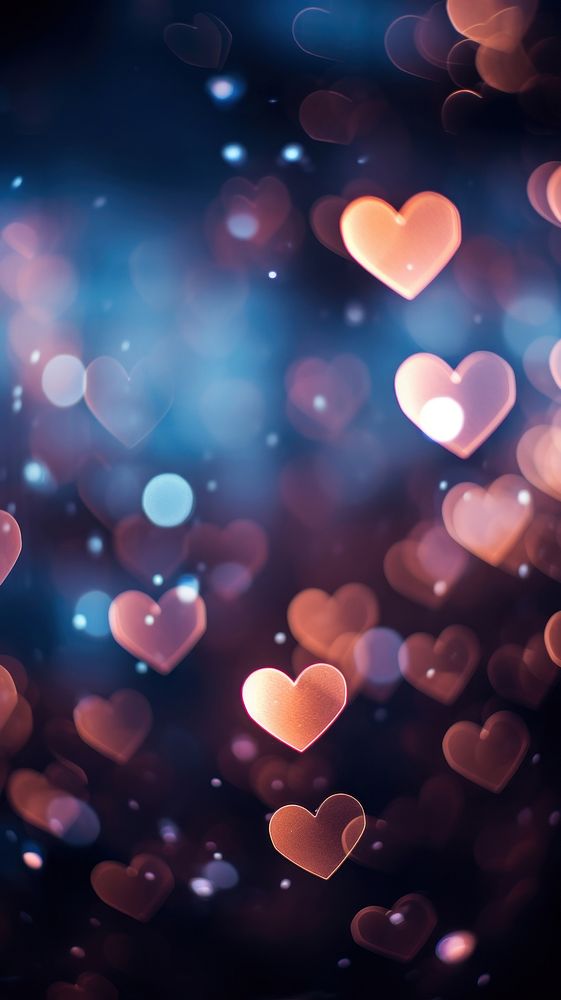  Hearts bokeh love illuminated backgrounds. AI generated Image by rawpixel.
