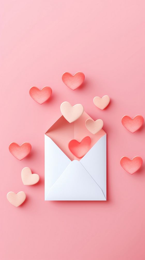  Opened envelope with paper hearts out of it celebration medication cosmetics. AI generated Image by rawpixel.