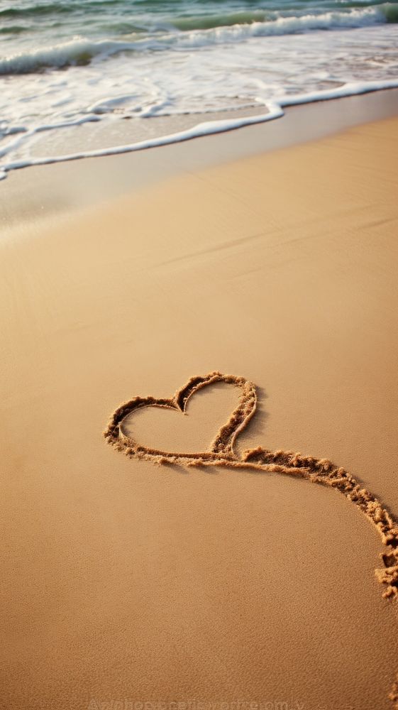  The word love written in sand on the beach outdoors nature ocean. AI generated Image by rawpixel.