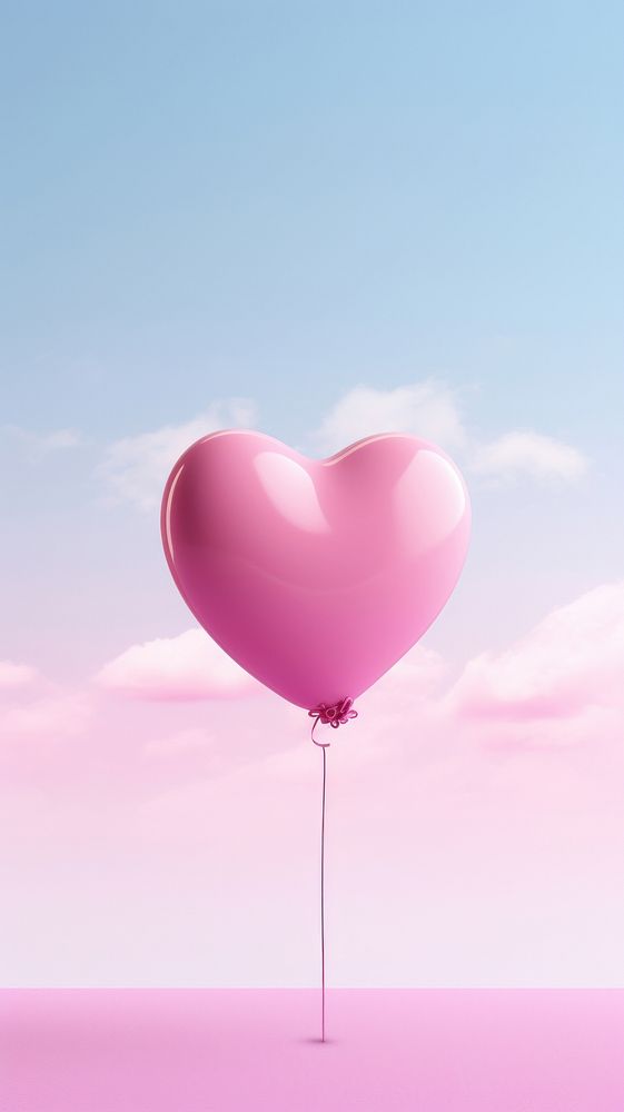  Pink heart balloon outdoors mid-air nature. AI generated Image by rawpixel.