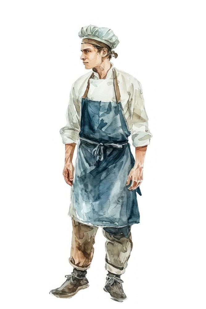 Chef with apron protection portrait standing.