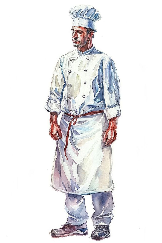 Chef with apron drawing sketch adult.