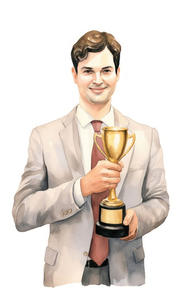 Businessman holding ip a trophy portrait smile adult. AI generated Image by rawpixel.