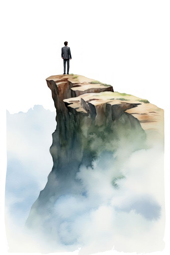 Businessman on mountain peak adventure standing outdoors. AI generated Image by rawpixel.