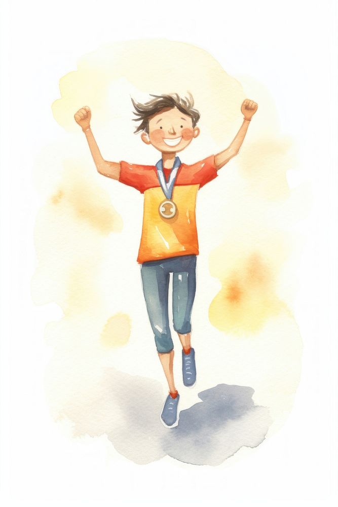 Happy runner wearing medal portrait achievement photography. AI generated Image by rawpixel.