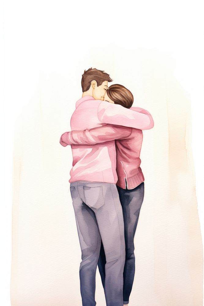 Happy two co-worker hugging adult togetherness affectionate. AI generated Image by rawpixel.