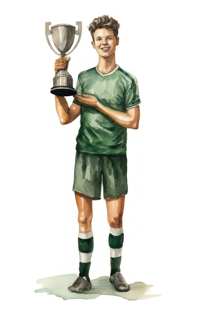 Soccer player holding trophy shorts achievement competition. AI generated Image by rawpixel.