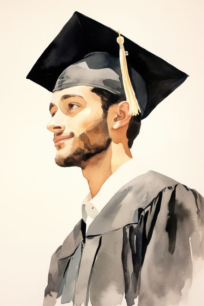 Student wearing graduation cap portrait adult mortarboard. AI generated Image by rawpixel.