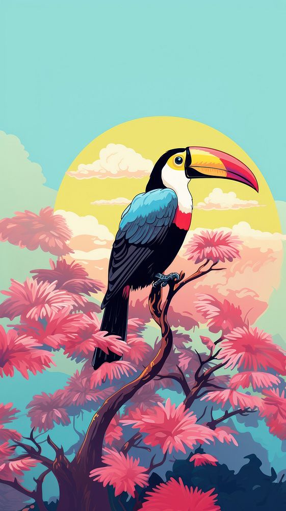 Wallpaper toucan outdoors animal plant.