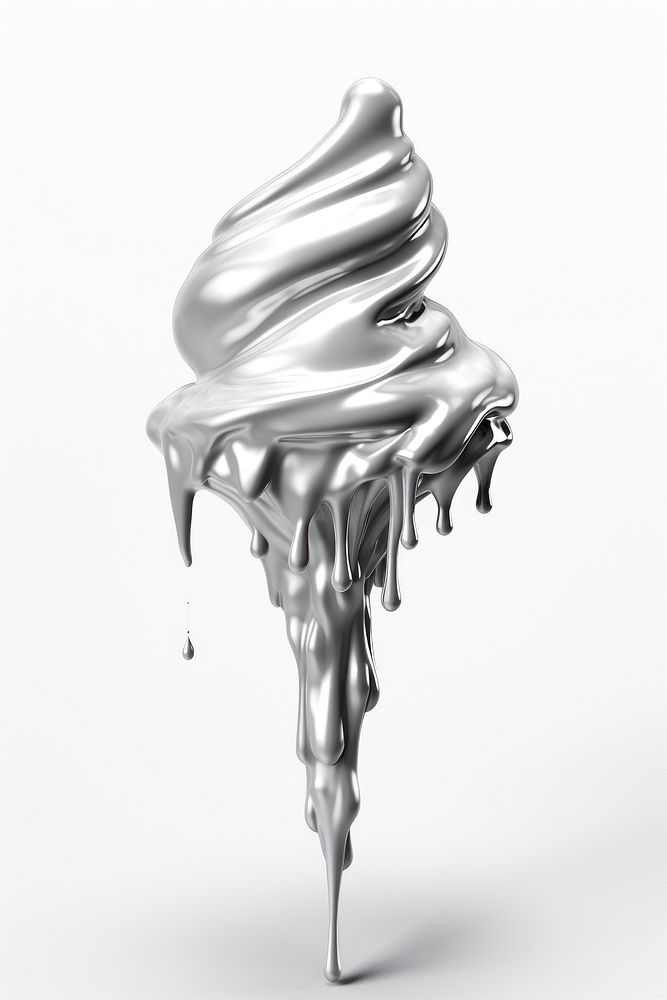 Ice cream sculpture melting dessert food monochrome.
