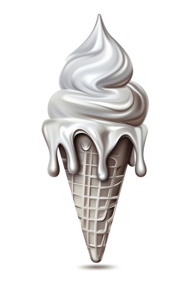 Ice cream cone melting dessert silver food.