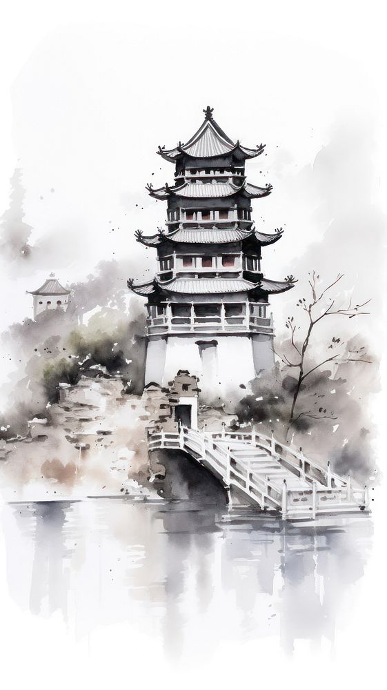Tall chinese palace architecture building pagoda.