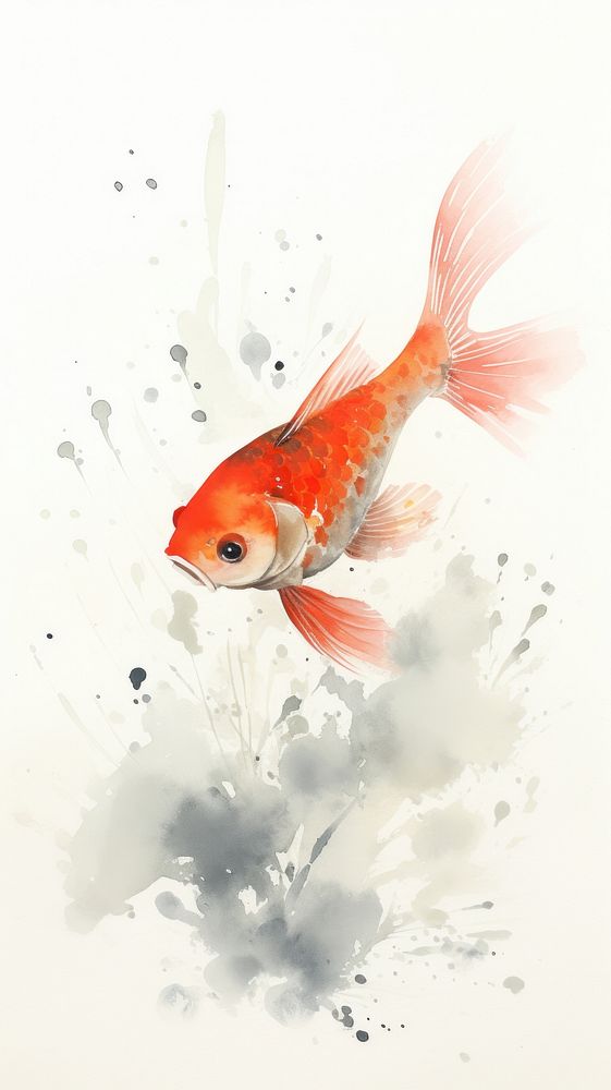 Cat fish goldfish painting animal.