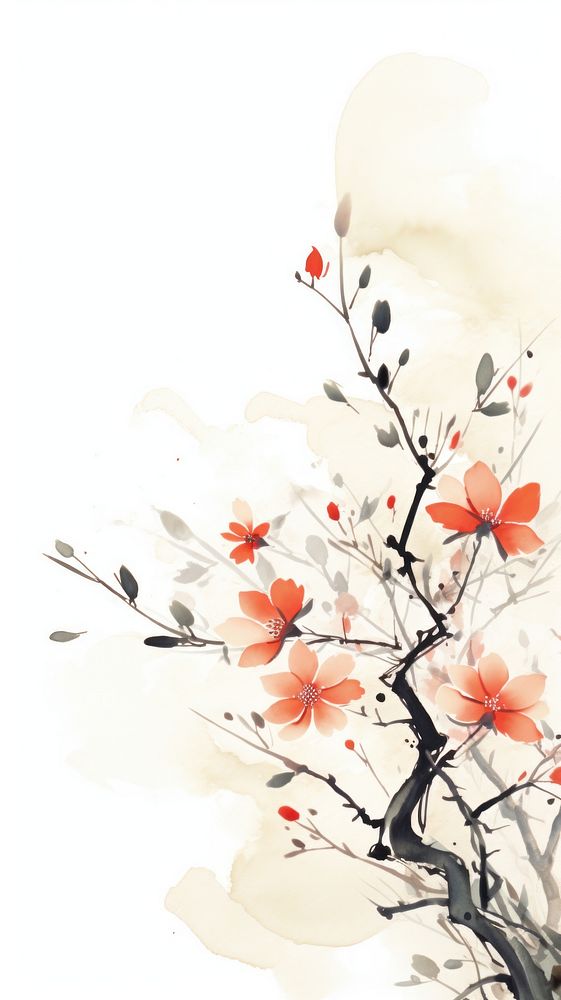 Chinese pattern painting blossom flower.