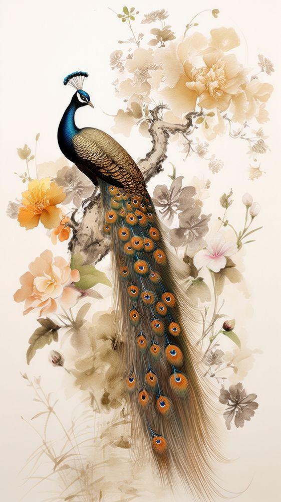 Peacock animal flower bird.