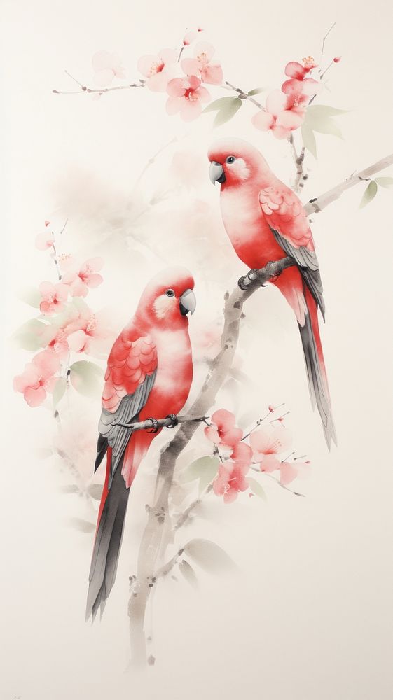 Parrot painting animal flower.