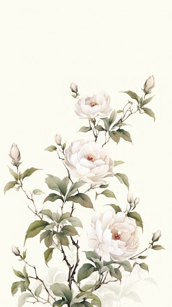 Roses bushes painting blossom pattern.