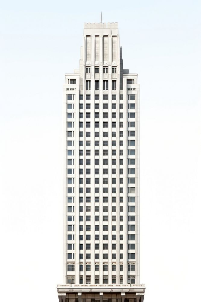 Tall retro office skyscraper building top architecture metropolis tower.