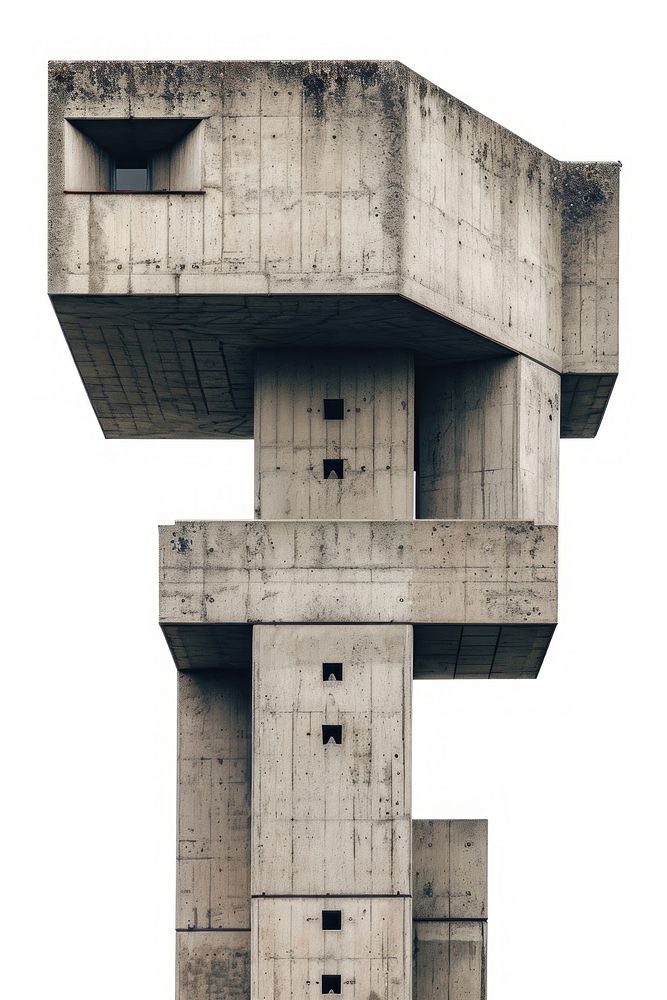 Brutalist observation tower architecture building city.