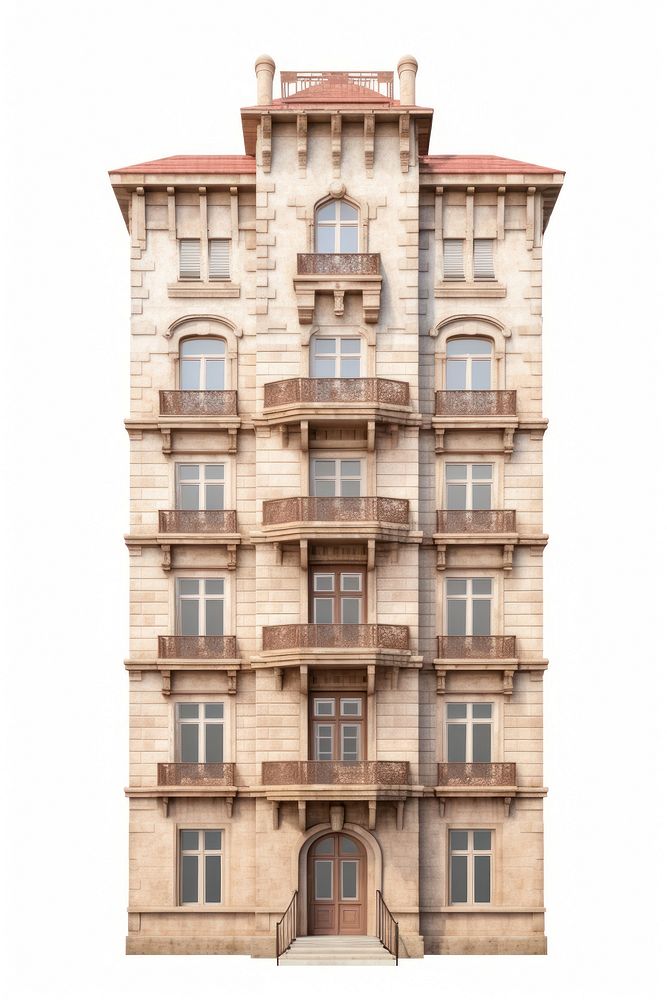 Tall american sandstone apartment architecture building window.