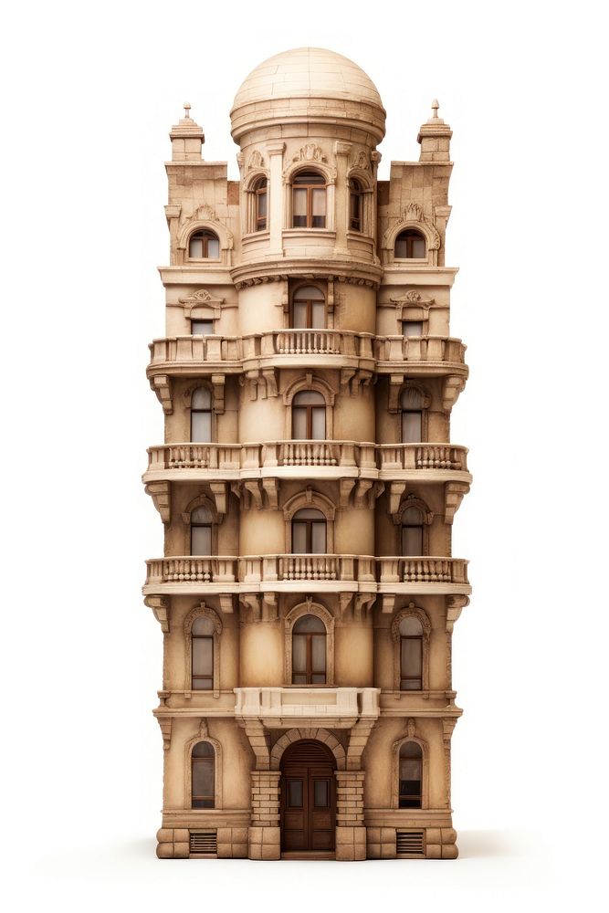 Tall american sandstone apartment architecture building tower.