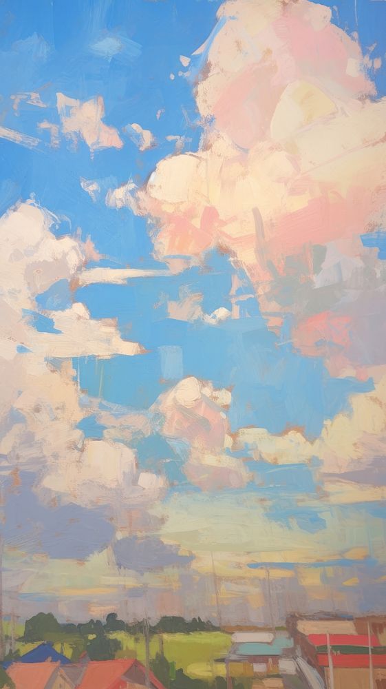 Blue sky painting outdoors cumulus.